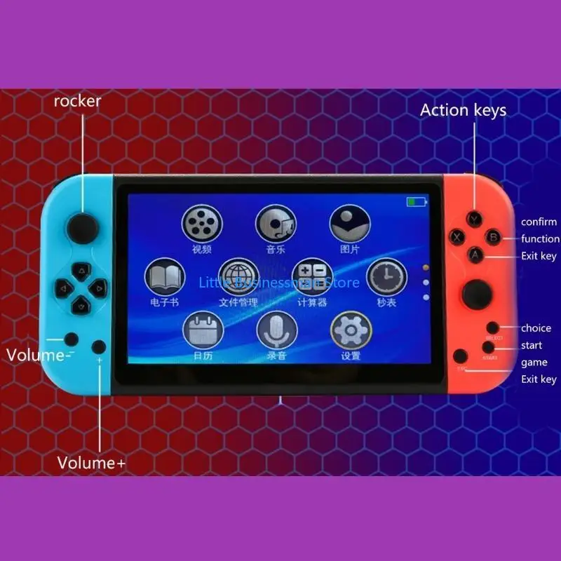 

X80 Handheld Retro Video Game Console 7 inch QuadCores 16G Built-in 10 Simulator M76A