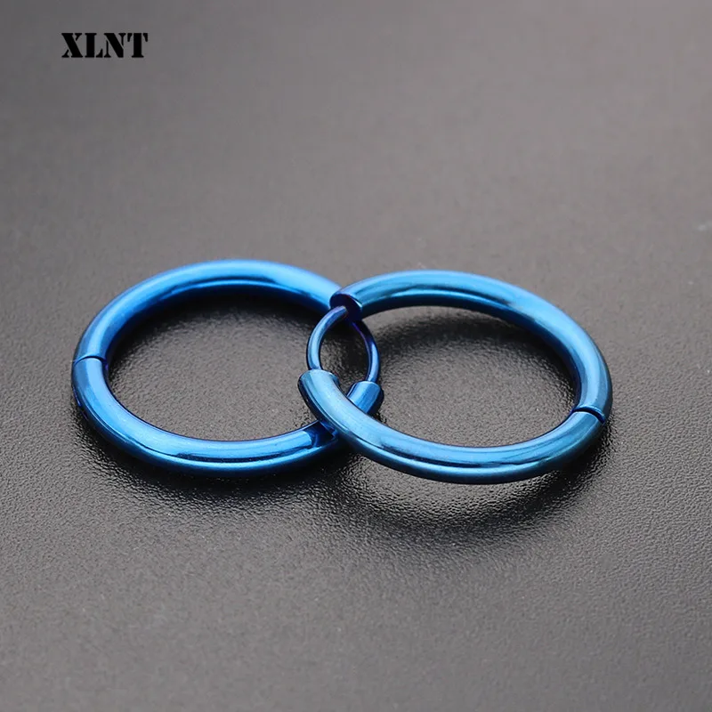 XLNT 1 Pair Small Hoop Earrings Stainless Steel Circle Round Huggie Hoop Earrings for Women Men Ear Ring Ear Bone Buckle