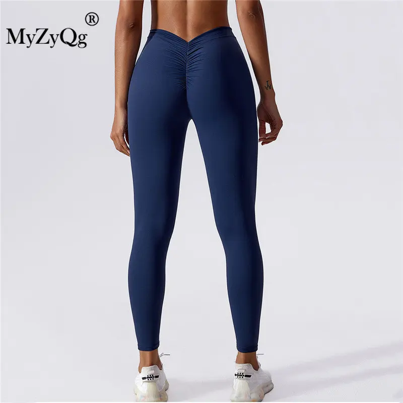 MyZyQg Yoga Leggings Outdoor Running Gym Fitness Pants Women Breathable Quick Dry Sports Peach Buttock Lifting Push Up Pant