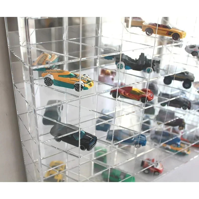 Clear Acrylic Display Case for Toy Cars  Display Box Wall Mounted Storage Rack 1/64 Scale