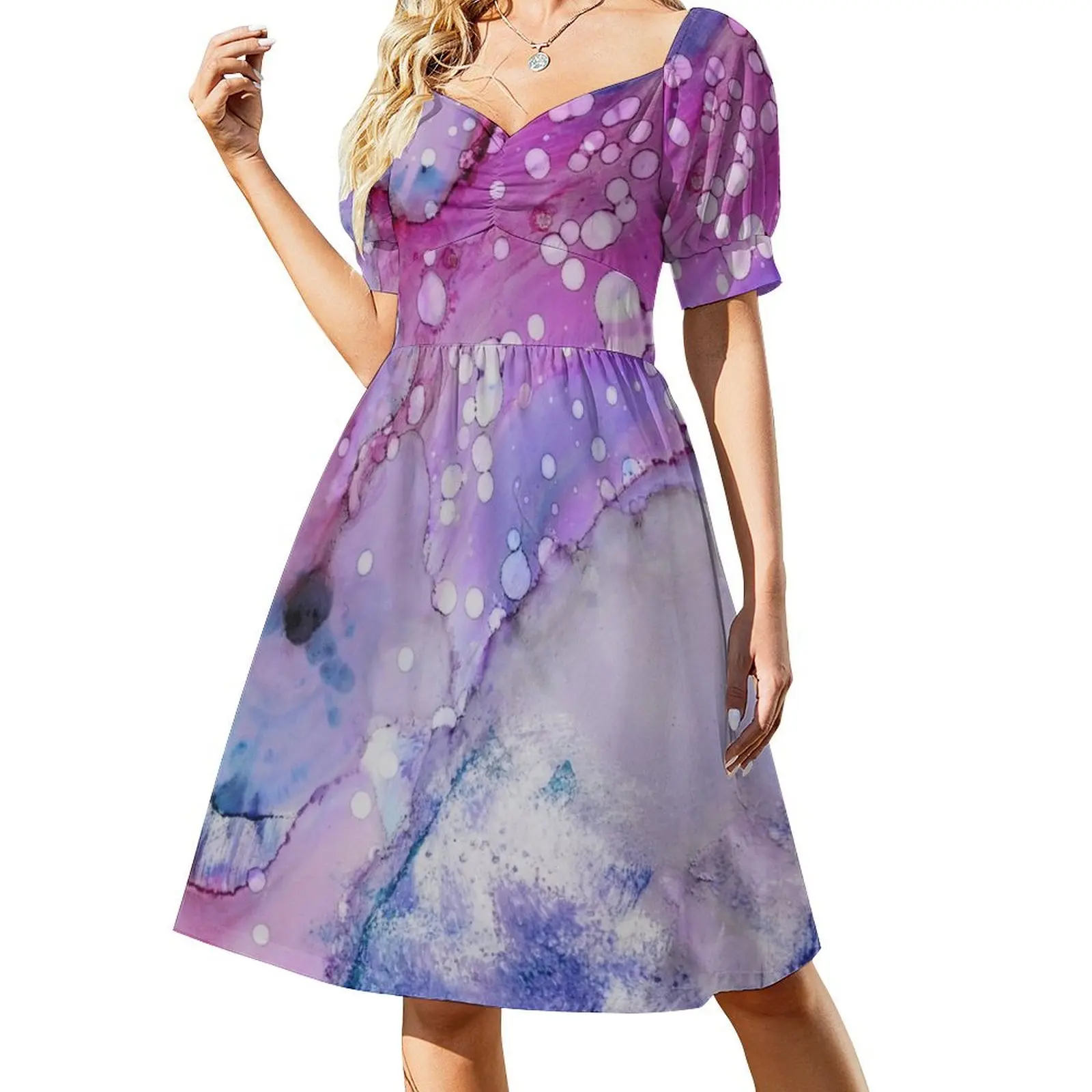 

Ink Abstract Short-Sleeved Dress elegant women's dresses for wedding Beachwear luxury dress