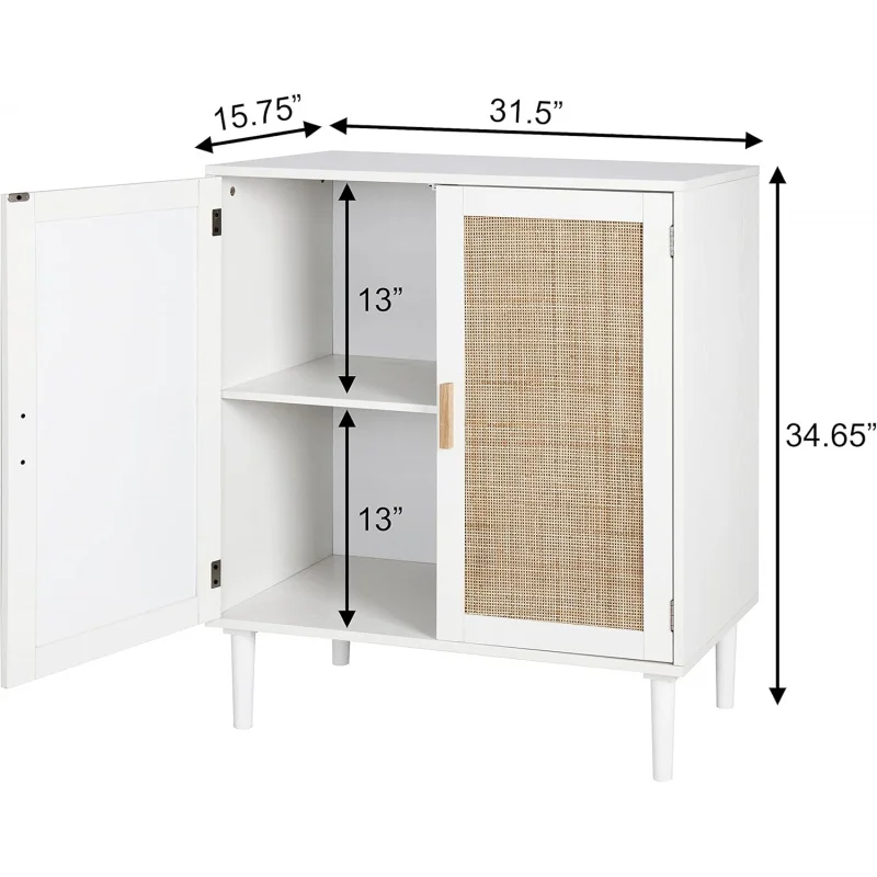 Sideboard Buffet Storage Liquor Cabinet with Rattan Decorated, Kitchen, Dining Room, Hallway, Cupboard Console Table, Acc