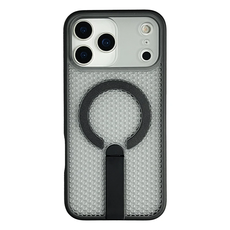 Suporte de metal magnético caso de telefone para iphone 17 17pro max 15 16 14 13 oco favo de mel malha carregamento sem fio borda macia pc capa