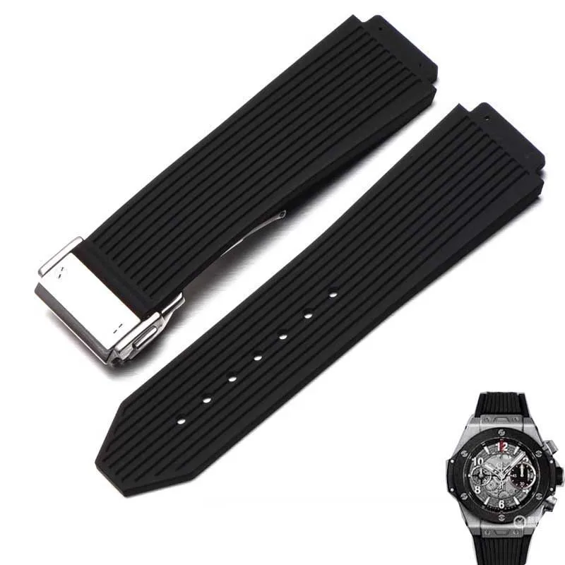 

26x19mm Breathable Skin Friendly Silicone Watchbands for Hublot Yubo Big Bang Classic Fusion Series Waterproof Sweatproof Strap