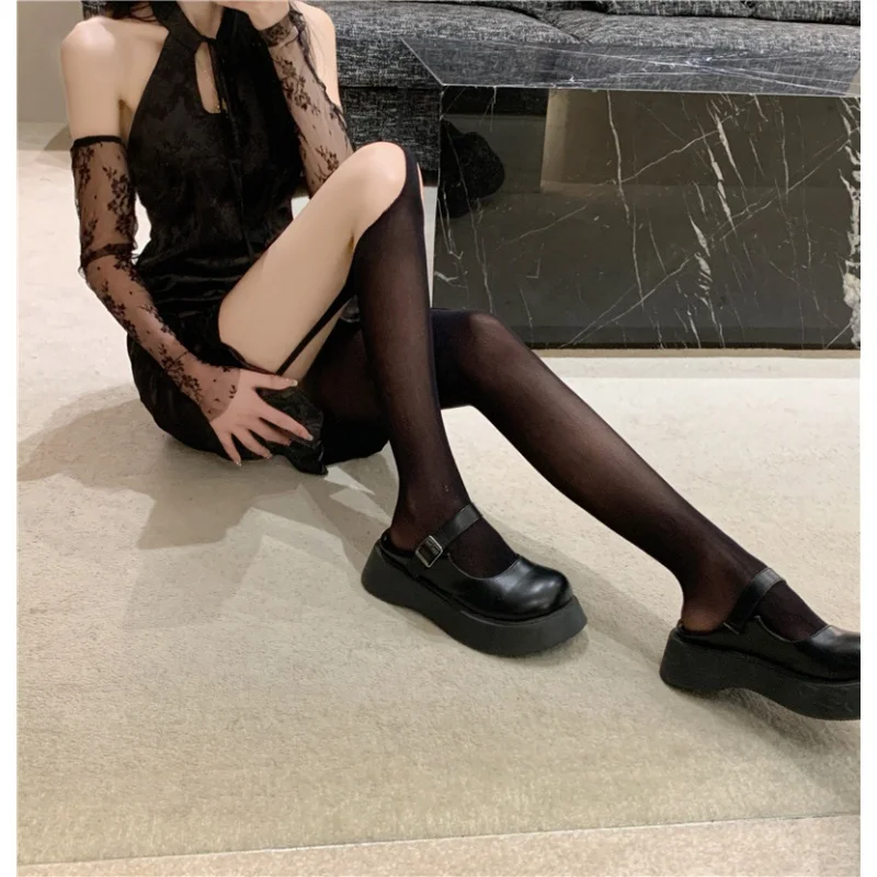 Asymmetric Pure Desire Sling Silk Sexy Ripped Black Stockings Hollowout One- Piece Skinny Pantyhose