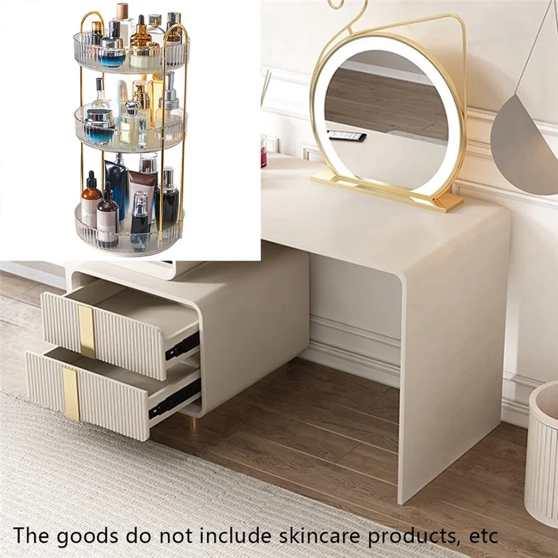 Rotating Organizer, Bathroom Spinning Holder Rack,Capacity Cosmetics Storage Box Vanity Shelf Countertop3 Tiers