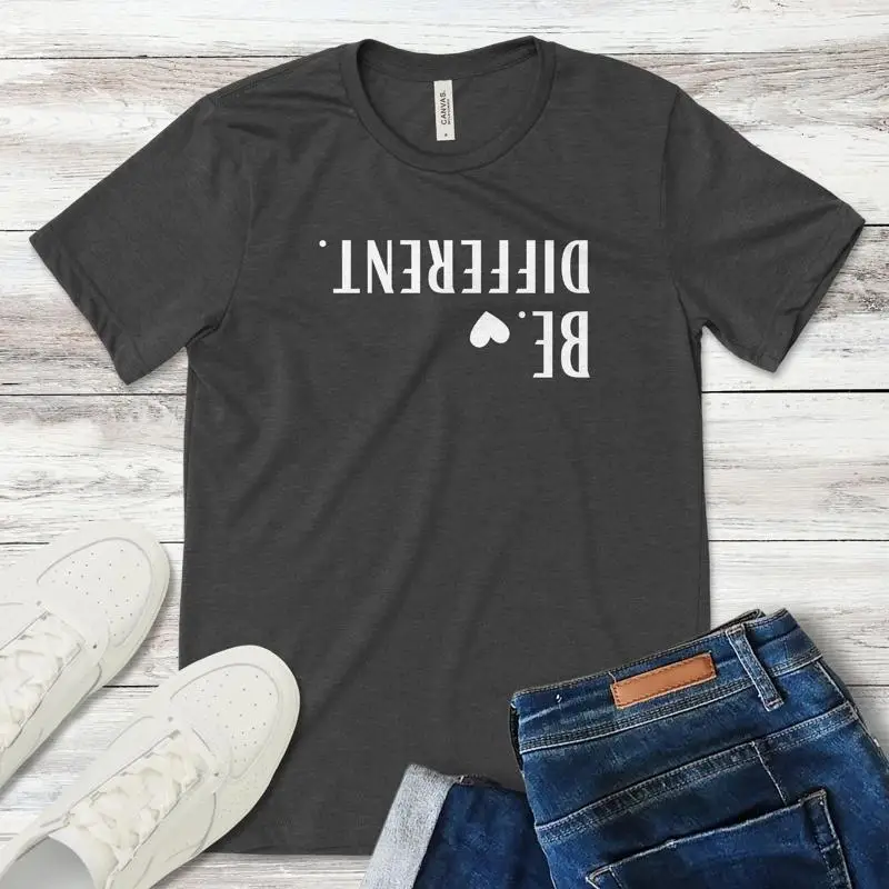 

Be Different T Shirt Autism Awareness Upside Down Text Neurodiversity Support Inclusive For Advocates Parents