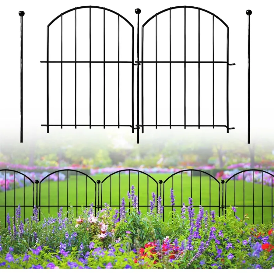 

Decorative Garden Fence 17in H x13in(W) 26 Pack Rustproof Metal No Dig Fence Animal Barrier for Dog Arched Flower Bed Edging Or