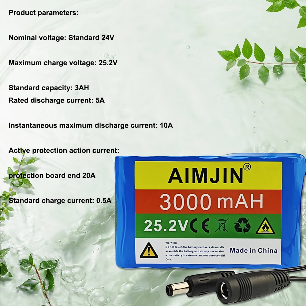 24V 6S1P 18650 lithium battery pack 25.2V 3000mAH  audio light with monitoring motor, solar energy stall outdoor power supply