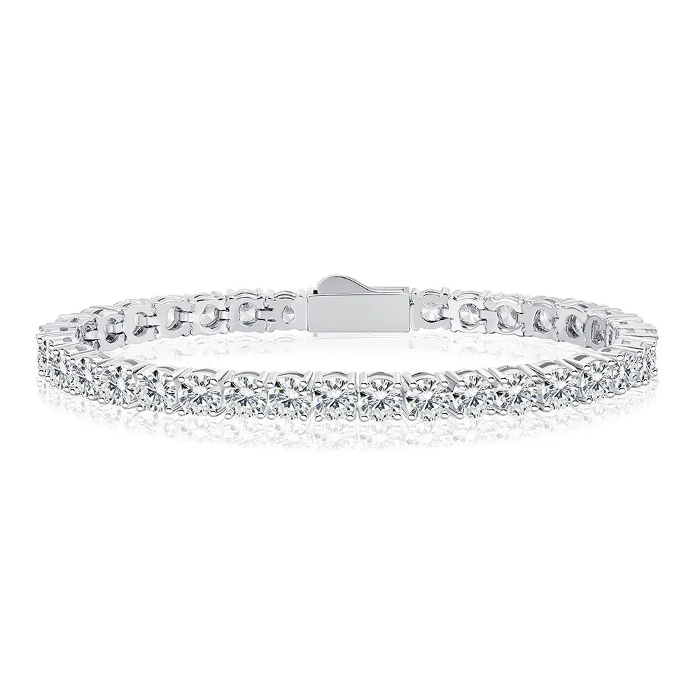 Nuoya 4mm Spring Buckle Zircon Tennis Bracelet Women Fashion Design Full Iced Out Tennis Chain High Quality Luxury Couple Gift