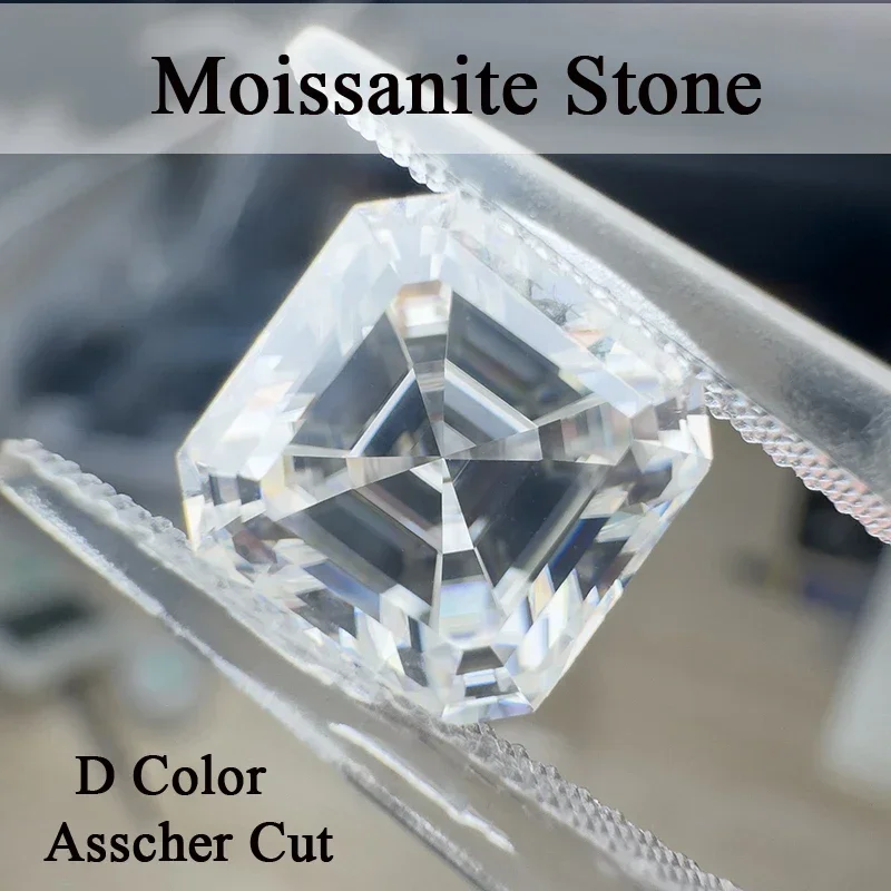 Kamienie Moissanite D kolor Asscher Cut Lab Grown Diamond DIY pierścionek naszyjnik kolczyki główne materiały z certyfikatem GRA