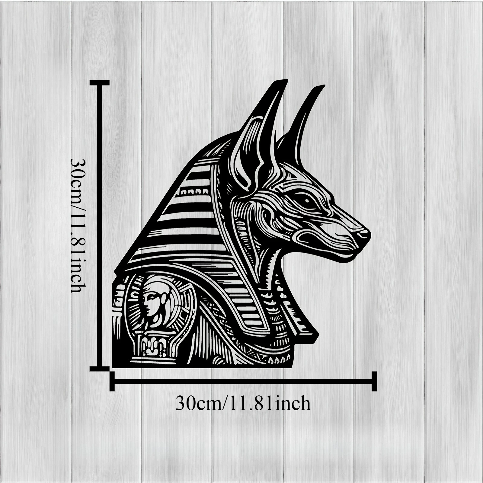 CIFBUY Wrought Iron Anubis Wall Art Decor, Egyptian God Statue Metal Sign, Weatherproof Outdoor Garden Fence Panel, Indoor Livin