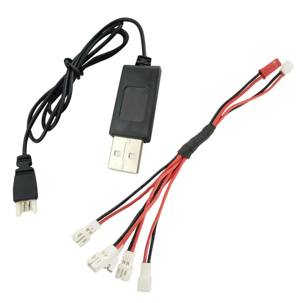 Li-po Battery Charging Cable, Linha de carregamento USB 2.0 para RC Drone, 5 em 2