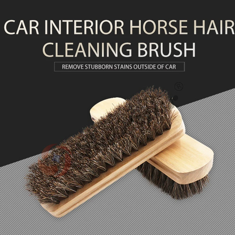 Horse Hair Leather Textile Cleaning Brush for Car Interior Leather Seat Care Furniture Bag Shine Polishing Brush Auto Cleaner To