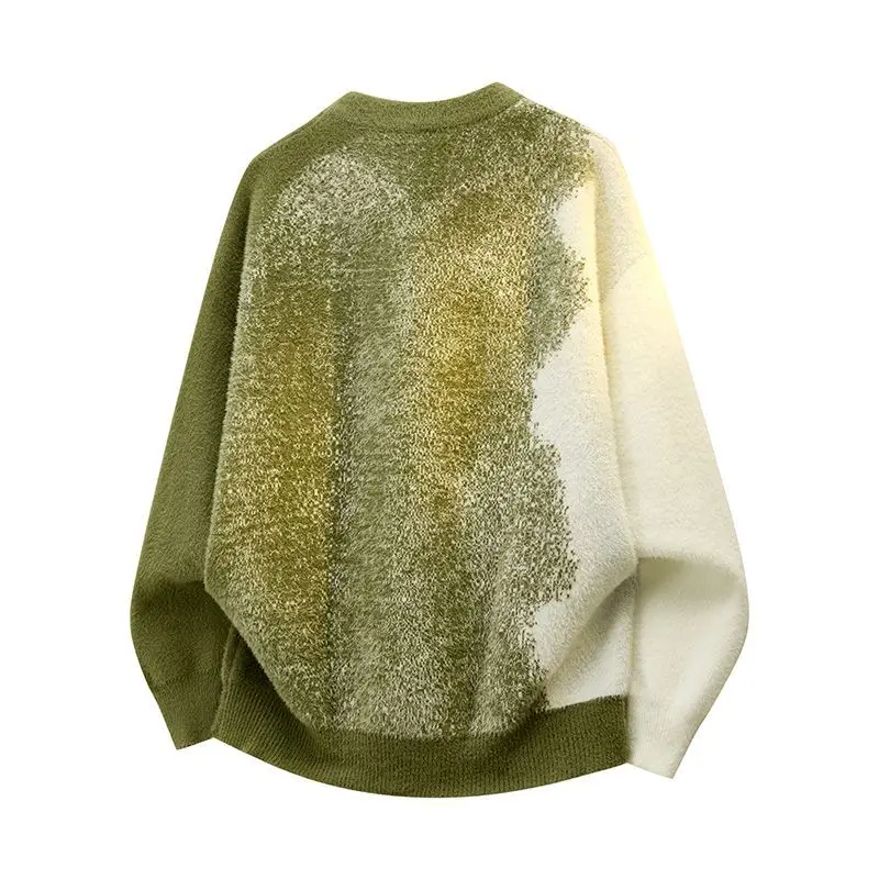 

Men's Trendy adient Loose Fit round Ne Knitwear Autumn Winter New Sle American Sle Ci Walk Suitable for Middle-Aged...