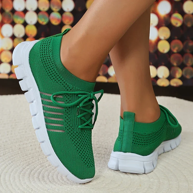 Mesh Breathable Soft Sole Sneakers Women Lightweight Non-Slip Running Walking Shoes Woman 2024 Spring Casual Lace Up Flats Shoes image 4