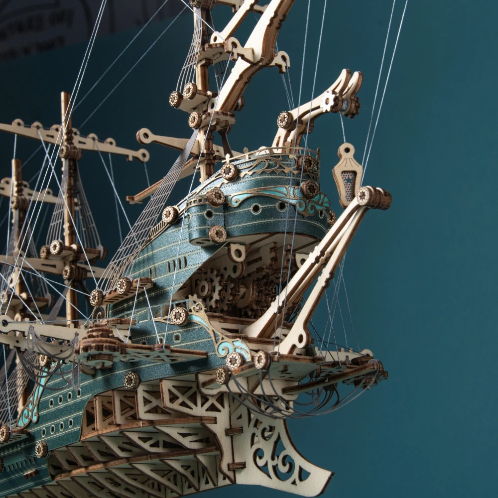 Puzzle 3D en bois à monter soi-même, bateau Pirate mystère du futur, modèle d'assemblage fait à la main, décoration de bureau, ornements Steampunk, cadeau pour enfant et adulte