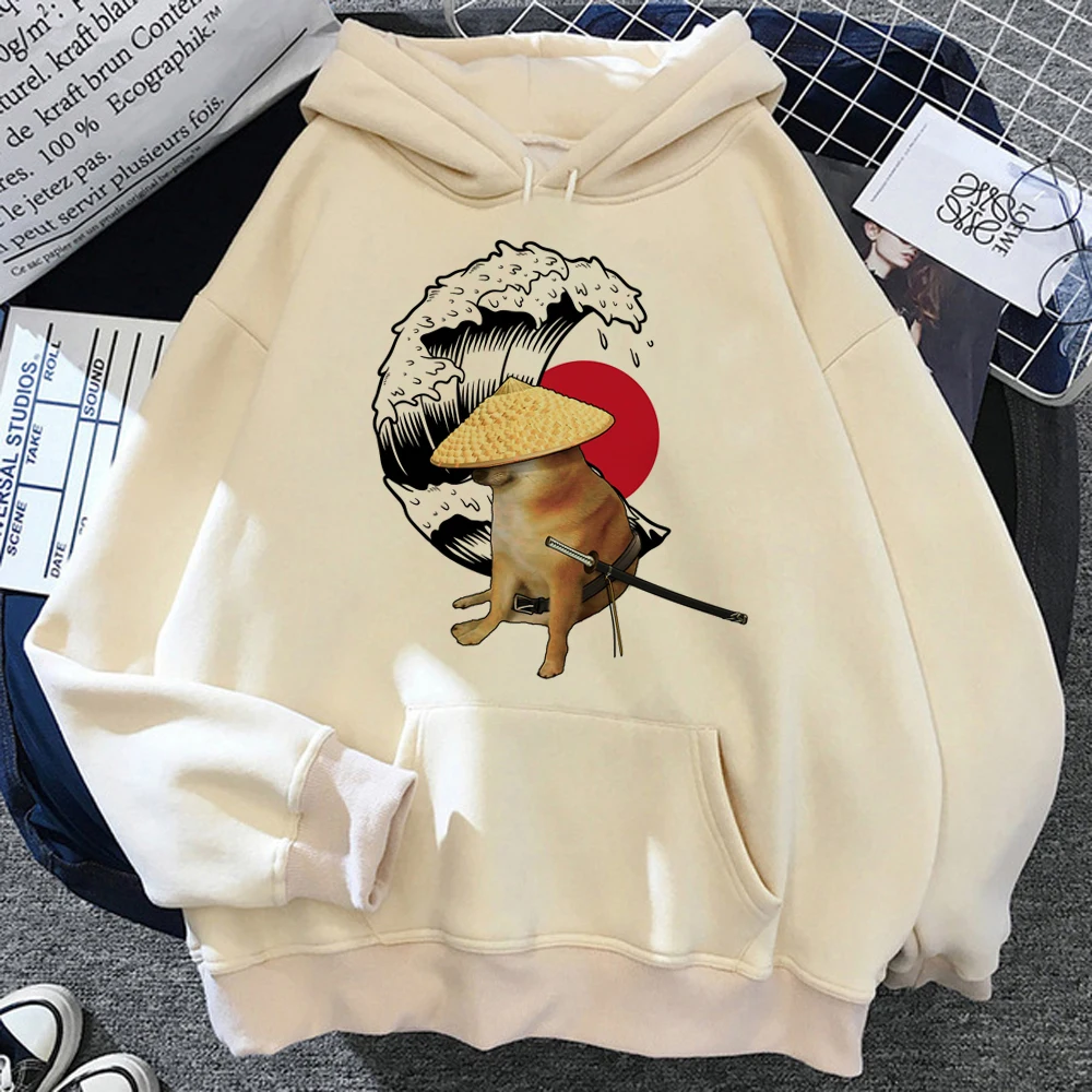 Cheems-Sudadera con capucha para mujer, top de manga larga Kawaii, camisa con capucha, ropa japonesa