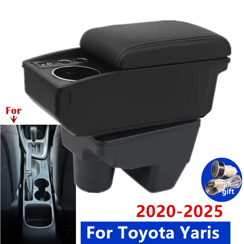 Auto-Armlehne für Toyota Yaris, Armlehnenbox für Toyota Yaris Elegant GR, Aufbewahrungsbox mit Getränkehalter, Spezielles Nachrüst-Autozubehör