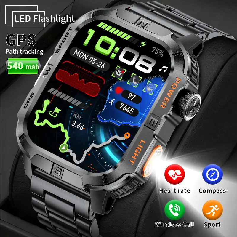

2026 LIGE Smart Watch 2.01 lnch Screen Wireless Call Waterproof 540mAh Large Battery Built-in GPS smart watches for Android IOS