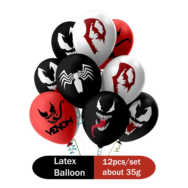 VENOM Theme Balloon VENOM Birthday Party Decoration Balloons Disposable Tableware Sets for Kid Boy Girl Party Birthday Supplies