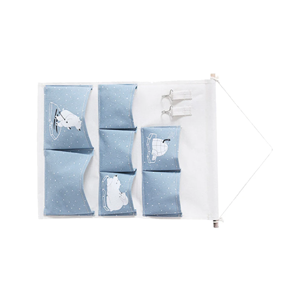 

Large Capacity Closet Organizer Wall Storage Bag Hanging Bag 7 Pockets 2 Hooks Door Hanging Wall Wardrobe Cabinet