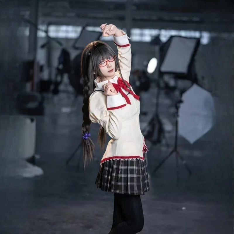 أنيمي كانام مادوكا Akemi Homura تأثيري حلي Puella Magi Madoka Magica زي مدرسي الكبار هالوين ازياء النساء الزي