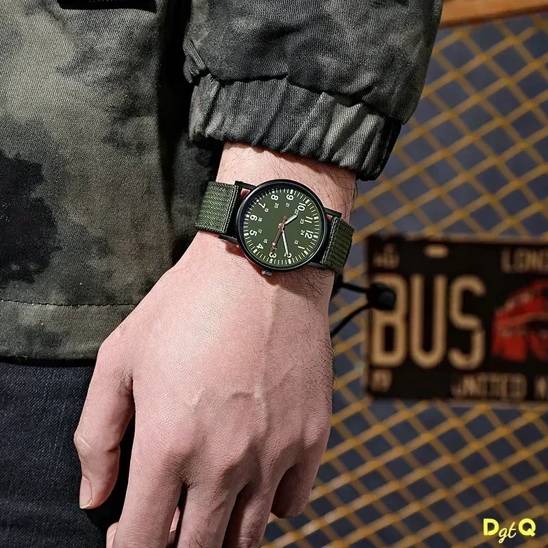 Lichtgevende Mannen Sport Schokbestendige Polshorloges Groen Horloge Mannen Eenvoudige Nylon Band Mannelijke Quartz Polshorloges Erkek Kol Satleri