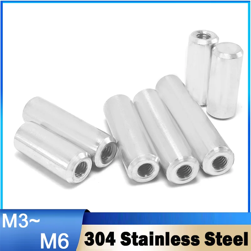 M3 M4 M5 M6 304 Stainless Steel Internal Thread Cylindrical Pin Female Thread Locating Dowel Pin Guide Pillar Length 12-80mm