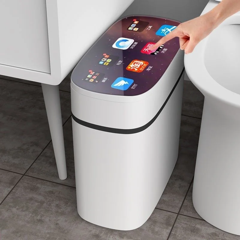 Automatic Sensor Trash Can Touch Motion Activated Lidded Waste Bin For Bathroom Bedroom Living Room Home Use