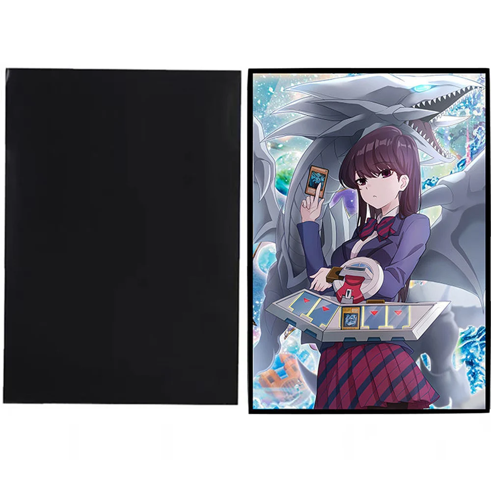 Fundas de cartas Komi de Anime, Protector de tarjetas PTCG, ojos azules, dragón blanco, 50 piezas, 63x90mm