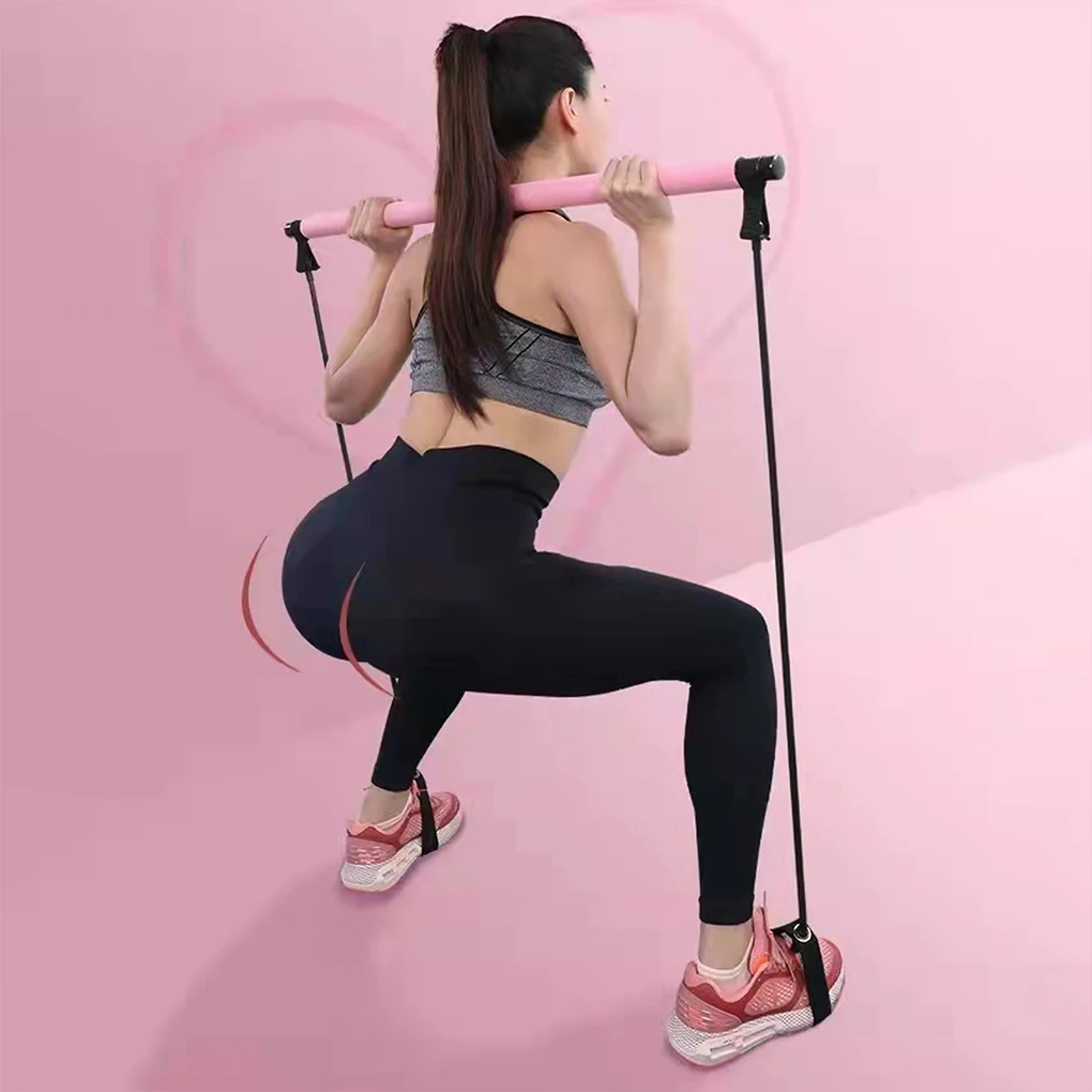 Portable Yoga Pilates Bar Stick with Resistance Bands Multiple Training Methods for Home Workout Equipment