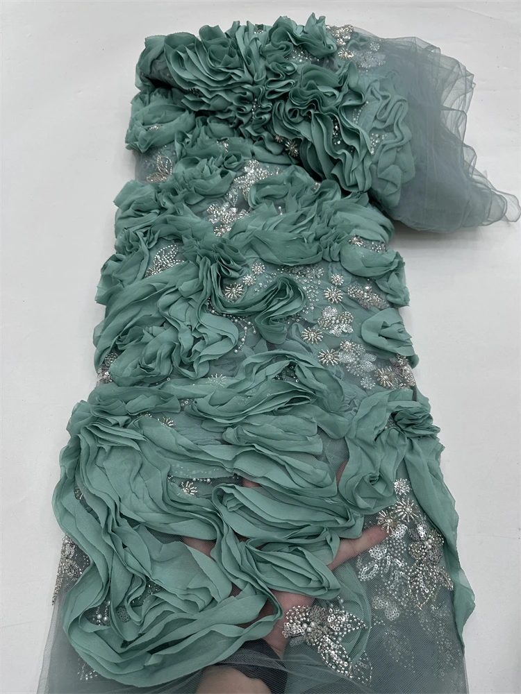 

2026 Fashionable Rufflet French Lace Unique Beaded Embroidered Net Lace New Style Sequins Party Fabric for Clothing Decoration