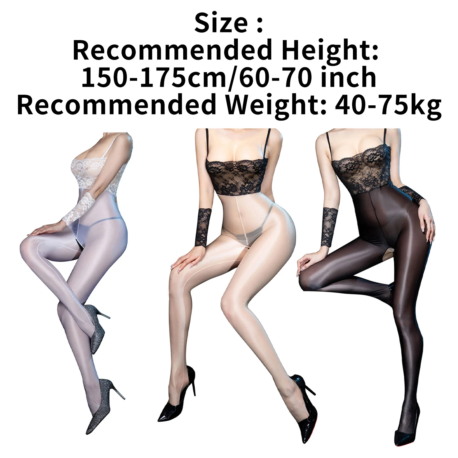 Sexy Womens See Through Bodysuit with Gloves Lace Top Exotic Open Crotch Pantyhose Sling Bodysuit Bunny Lingerie Set Nightwear