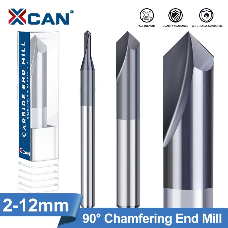 Moinho de Extremidade do Chanfro de Xcan 90 Graus 212 mm Flauta Chanfro Cortador Chanfro Roteador Bit Carboneto Fresa Cnc Frebolsartador de Legumes