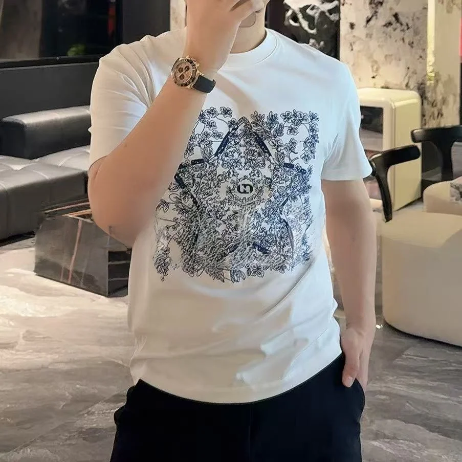 

Summer Design Slim Fit ort Sve T-irt Cotton Pattern Print Casual Top for Men And Women Lightweight Trendy f S...