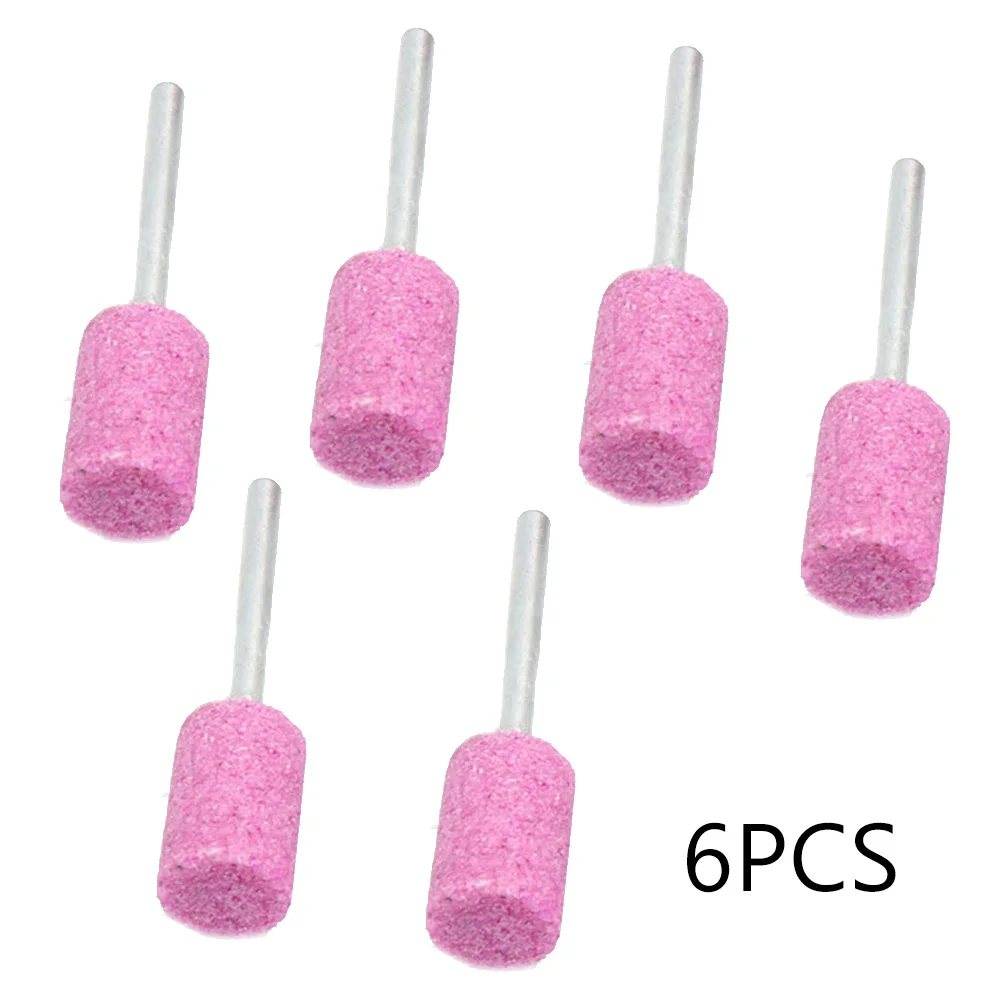 Pink Abrasive Mounted Stone Polishing 3mm Shank 6PCS Abrasive Mounted Grind Stone 10mm Grinding head New Useful