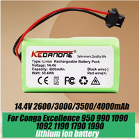 lithium ion battery 14.4V 2600mAh for Conga Excellence 950 990 1090 1092 1190 1790 1990 Robovac 11S 15C 30C Max NETBOT S14 S15