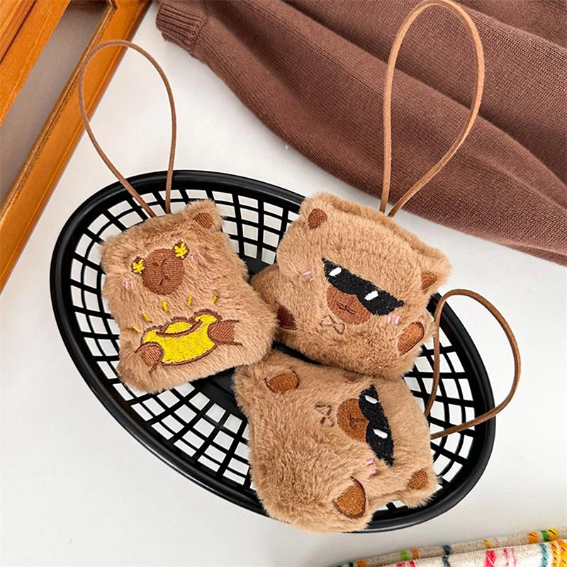 Cute Capybara Plush Toy Soft Stuffed Doll With Lanyard Keychain Backpack Pendants Bag Hanging Ornaments Couple Accessories Gifts