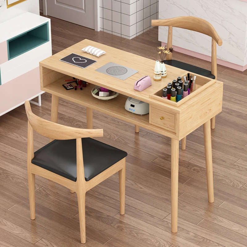 

Square Design Nail Table Wooden Simple Speciality Manicure Table Professionals Modern Manikür Masası Nail Salon Furniture CM50ZJ