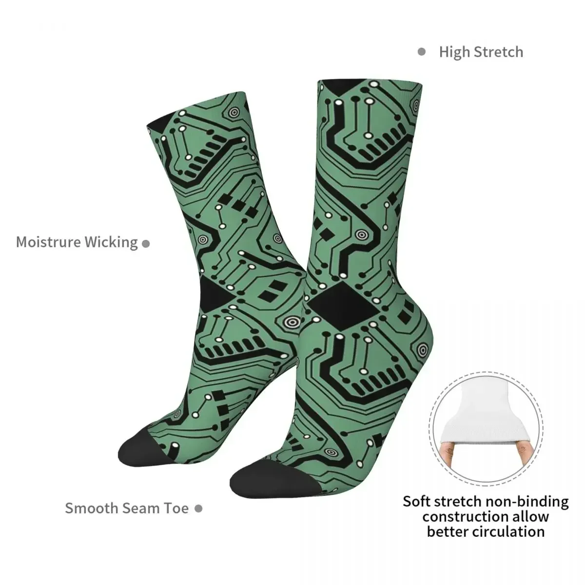 Printed Circuit Board Color Socks Harajuku Super Soft Stockings All Season Long Socks Accessories for Man Woman Christmas Gifts