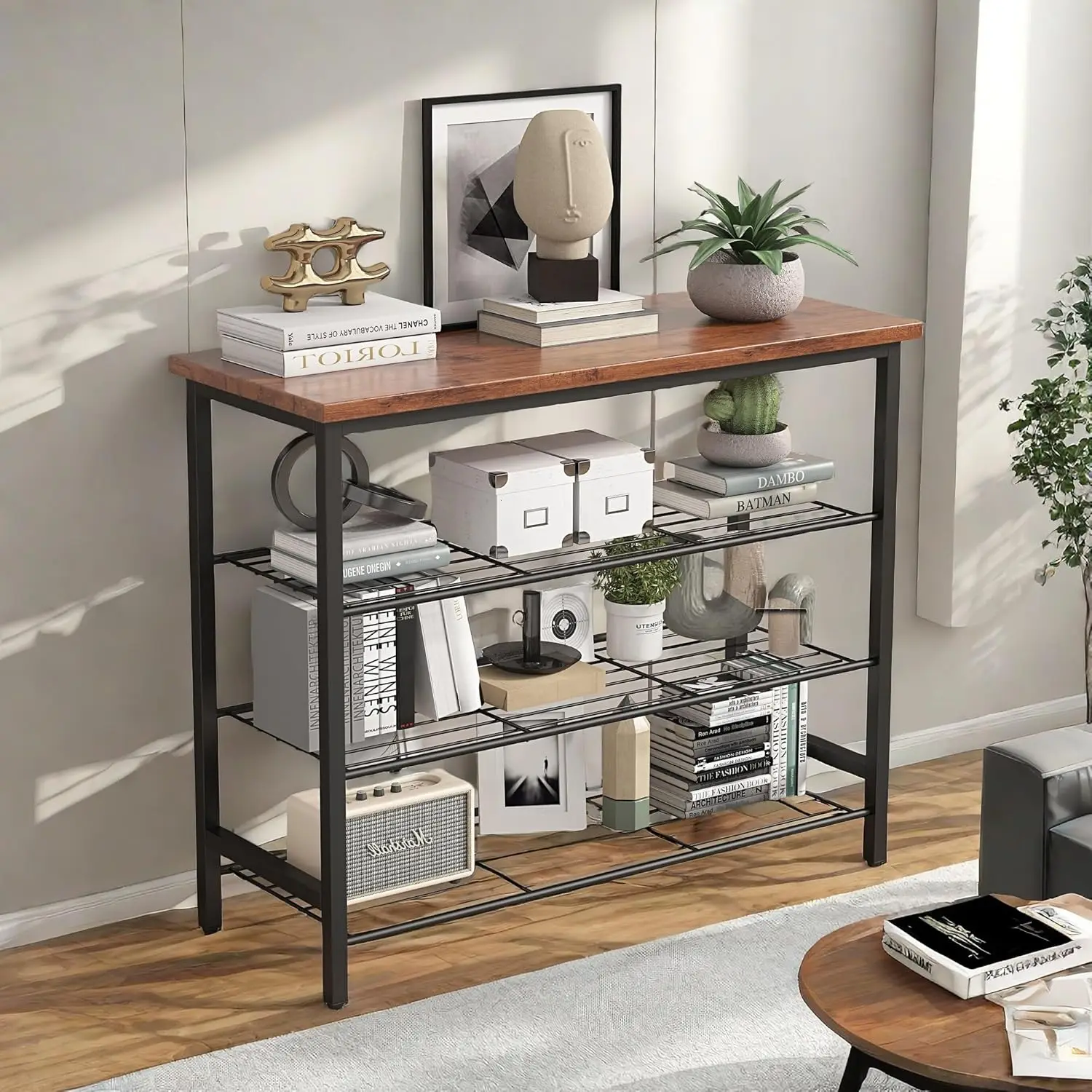 

Modern 4-Tier Shoe Storage Rack, Entryway Shoe Organizer With Open Storage Shelves And Mdf Top Board, Steel Frame For Entryway,