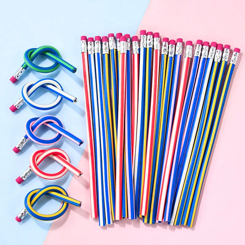 10pcs Magic Bendy Flexible Soft Pencil With Eraser Folding Bendable Soft Pencil Kids School Office Supplies Christmas Decoration