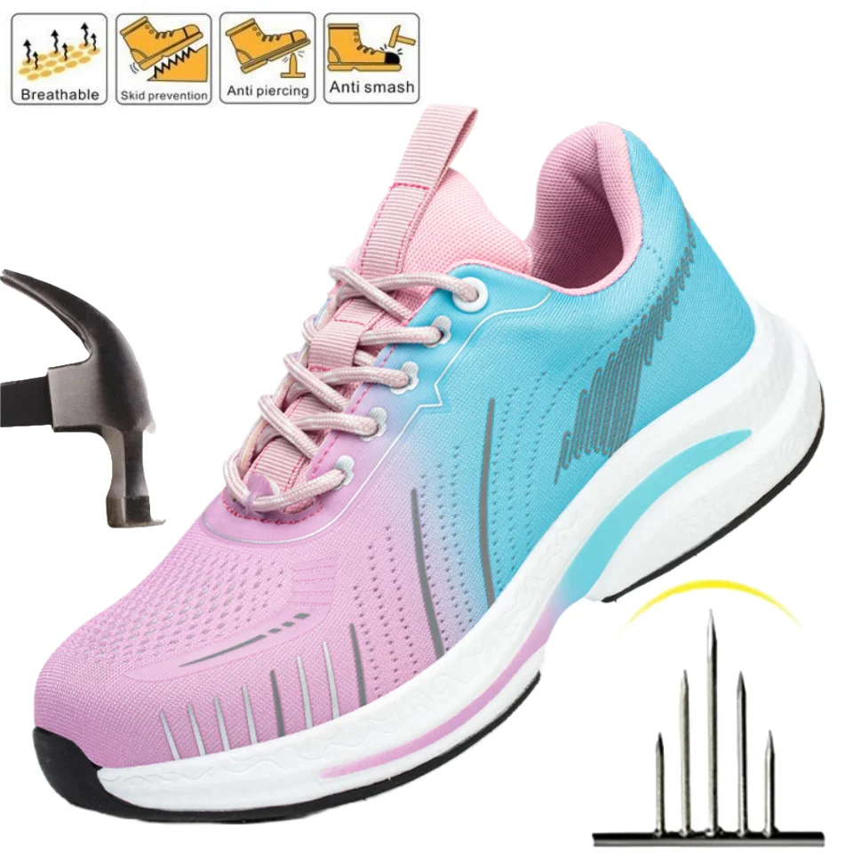 

Steel Toe Anti-drop Protection Safety Women Shoes Anti-puncture Construction Work Shoes Trail Running Female Shoes Outdoor