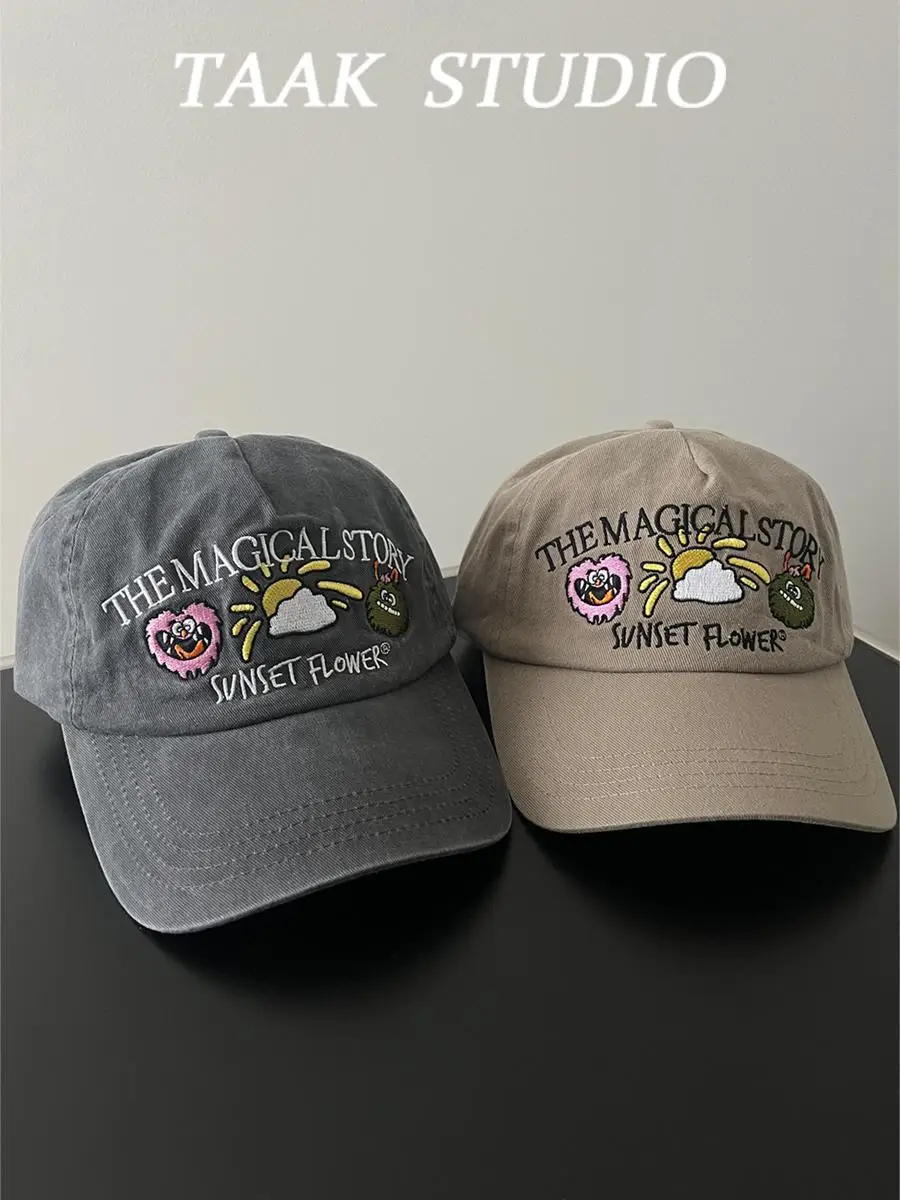 

Washed baseball cap children spring and summer versatile street embroidery cap