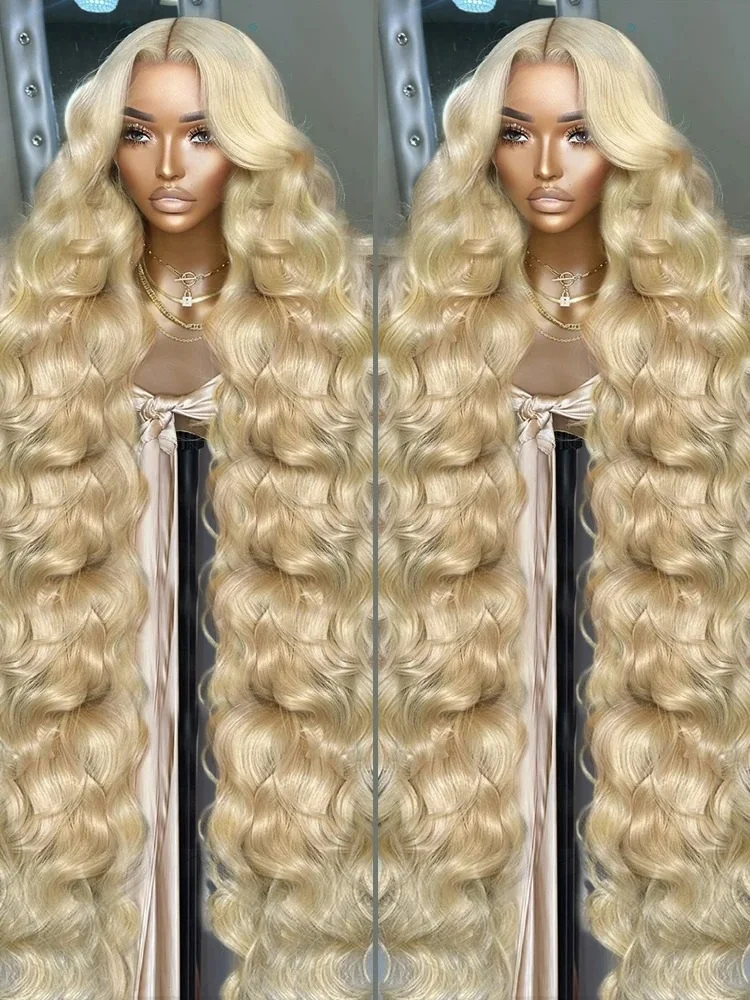 Perruque Lace Front Wig Body Wave brésilienne naturelle, cheveux blonds, 13x6 HD, pre-plucked, avec baby hair, sans colle, 30 pouces