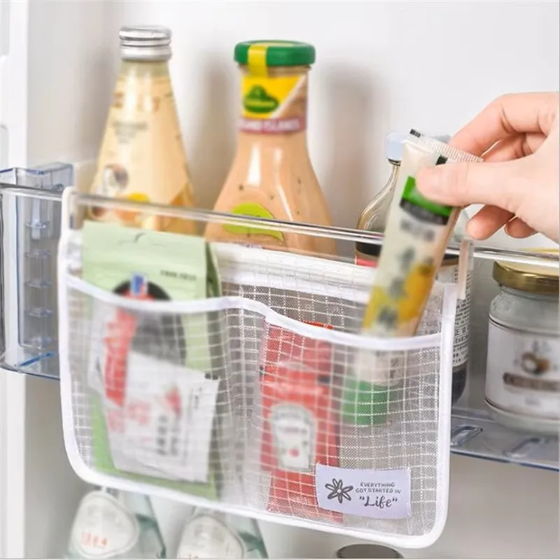 1PC Fridge Hanging Mesh Bag - Refrigerator Door Organizer for Kitchen Storage Bag