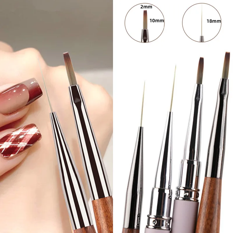 1/2PCS Drawing Pen Art Liner Design Painting Polish Gel Brush UV Gel Nail Draw Pen Tools Round Head With Metal Cap