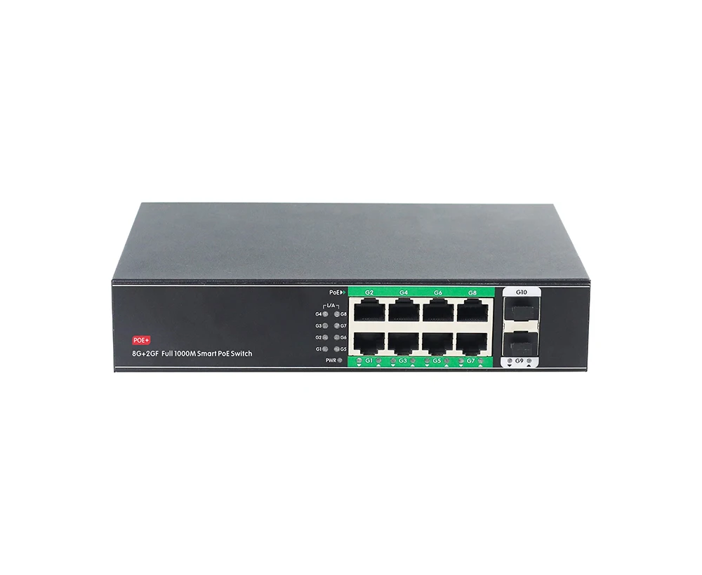 

8 10/100/1000M PoE Ports and 2 1000M SFP Ports Industrial POE Switch