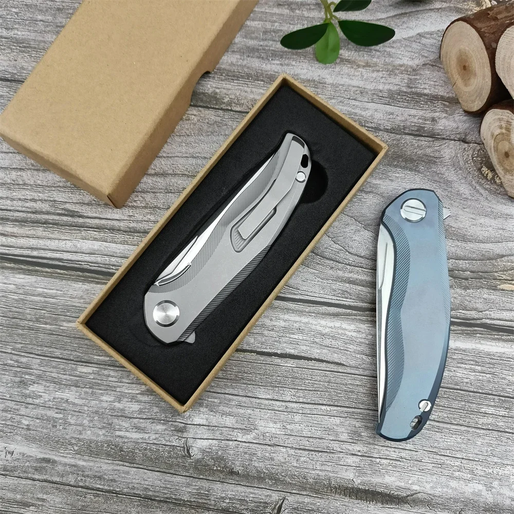 Shirogorov Star Multi-purpose EDC Pocket Knife, High Quality TC4 Titanium Alloy Handle, D2 Blade Survival Hunting Folding Knife